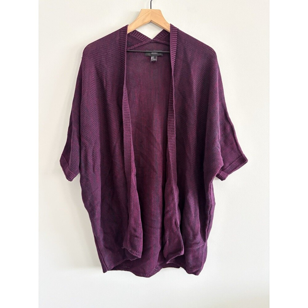 Forever 21 Cardigan Womens Small Open Front Dolman Sleeve Cocoon Maroon Black
